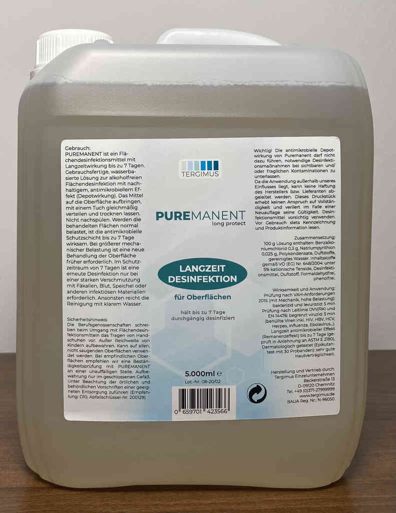 TERGIMUS Puremanent Long Protect laangfristeg Surface Desinfektiounsmëttel